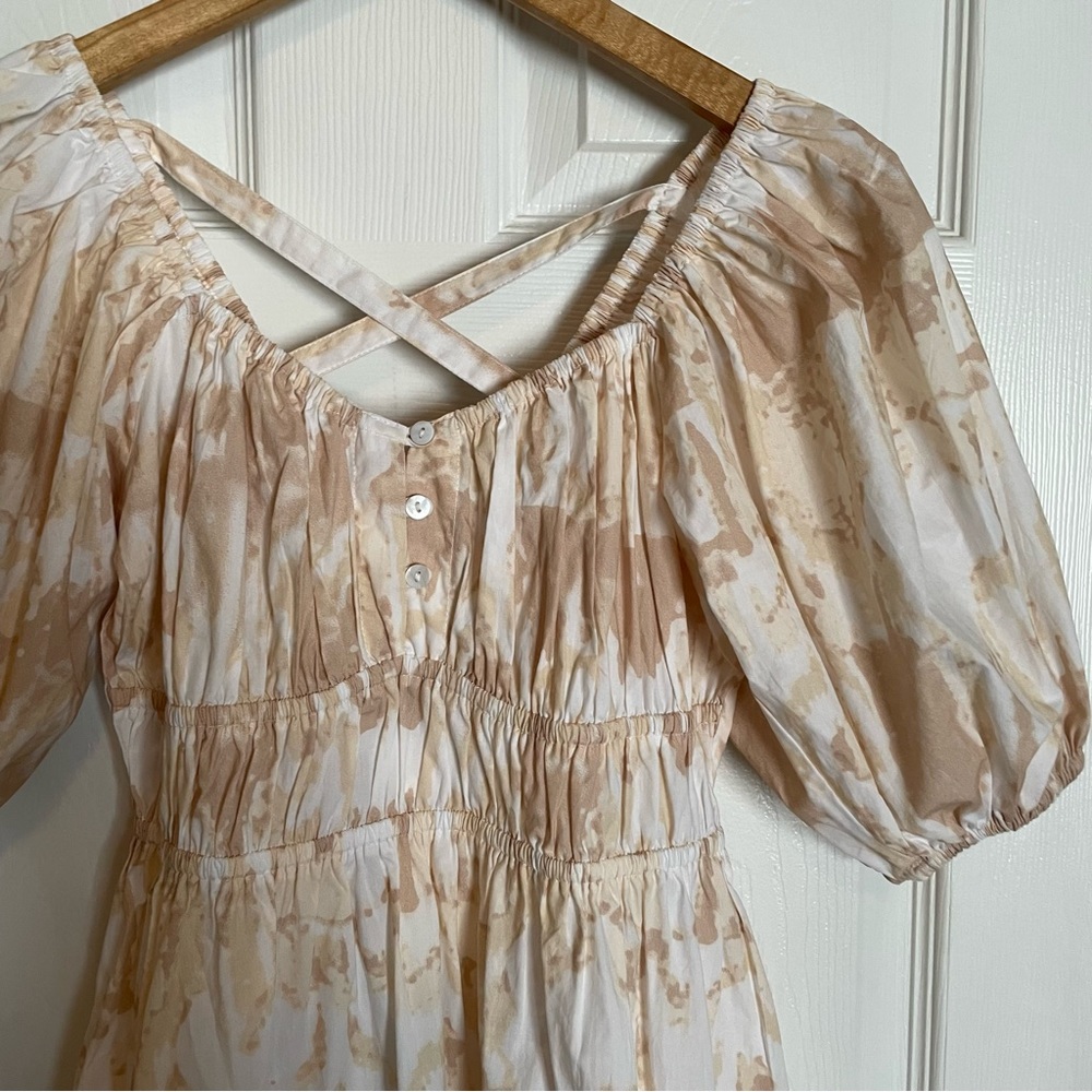 NWT Cleobella Catalina Midi Dress Watercolor Print Sz Small Neutral Tiered Boho - Picture 7 of 16